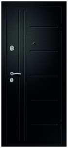 Входная дверь Медея-311 сатин черный / лиственница светлая (с зеркалом)