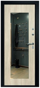 Входная дверь Медея-311 сатин черный / лиственница светлая (с зеркалом) - вид изнутри