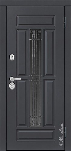 Входная дверь Аспект (СМ 386/5Е) эмаль серый (RAL 7015) / эмаль белый