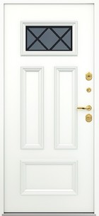 Входная дверь AG6046 Оникс / Белый камень, стеклопакет, капитель - вид изнутри